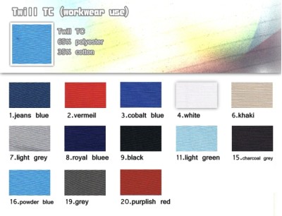 斜紋TC 工衣布  65％polyester 35％cotton 正面照